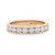 An image of a Rachel Koen brand wedding ring designed for women, featuring a row of round-cut diamonds set in a channel setting. The ring is captured in a close-up, centered view against a white background, showcasing its rose gold band and the brilliant sparkle of the diamonds. The viewpoint is at a slight angle to display the diamonds' facets and the ring's profile.The ring is pre-owned in a great condition.