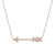 An image of a Tiffany & Co. women's necklace with diamonds, displayed against a white background. The necklace features a delicate rose gold chain with a horizontal bar centerpiece adorned with sparkling pave set round cut diamonds. The bar has a symmetrical design with a diamond-studded two X-shape motifs at one side, flanked by a outward-pointing, diamond-encrusted arrow. The necklace is shown in a close-up frontal view, capturing the intricate details and the shimmer of the diamonds.