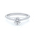 An image of a Tiffany & Co. women's engagement ring with diamond, positioned centrally and viewed from a top-front angle. The ring features a polished platinum band with a single large diamond set in a six-prong setting. The photo is taken from a close distance, focusing on the diamond and the upper portion of the band, against a white background.
