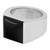 An image of a unisex adult Cartier ring with gemstone, captured from a side angle at close distance. The white gold band is wide with a polished finish, featuring a large, black Onyx gemstone inset on one half of the ring. The inside of the band shows engraved text, including the brand name 'Cartier' and other markings. The ring is displayed against a white background. Great preowned condition.