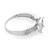 An image of a Rachel Koen women's ring with diamonds, shown in a close-up side view. The ring is positioned at a slight angle, showcasing the band and the setting for the diamonds. The band is smooth and white gold, with a row of small, round-cut diamonds embedded along the top side, visible from this perspective. The ring appears to be on a white background, and the focus is sharp, allowing for the details of the diamonds and the metal's shine to be clearly visible. The distance from the camera provides a detailed view of the ring's design and craftsmanship.The ring is pre-owned in a great condition. 