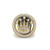An image of a Rachel Koen brand men's ring with cubic zirkonia, displayed frontally and centered. The ring features a prominent round face with a yellow gold crown motif encircled by a double halo of small, sparkling cubic zirkonia. It is photographed from a top-down angle, showing the design in full detail, with a close-up view against a white background. The ring is pre-owned and in good condition.