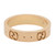 An image of a Gucci women's ring without stones, displayed in a frontal view with the band horizontally oriented. The ring is centered and occupies a middle distance in the frame, allowing clear visibility of its design. It features the iconic Gucci 'GG' logo cutout pattern repeated around the circumference, with a polished rose gold finish. The ring appears to be solid and smooth, with no gemstones or additional embellishments.The ring is pre owned in a great condition. 