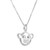An image of a Bliss by Damiani brand necklace designed for women, featuring a white gold chain with a pendant. The pendant is centrally positioned, facing forward, and closely captured in a back view that fully displays its details. The pendant is shaped like a stylized bear head with the word "bliss" engraved across the center, and it is attached to the chain by a simple loop. The chain extends upwards on both sides, fading out of view, implying continuity beyond the frame.