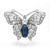 An image of a Rachel Koen unisex adult brooch with diamonds and synthetic blue sapphire set in a white gold. The brooch is crafted in the shape of a butterfly with outstretched wings, adorned with multiple sparkling diamonds of various cuts and sizes. The view is head-on, displaying the brooch's symmetrical design with the butterfly facing upwards. The photo is taken from a close distance, capturing the intricate details and the reflective quality of the materials.The brooch is pre owned in a great condition. 