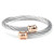 An image of a Charriol unisex adult bracelet without stones, displayed against a white background. The bracelet features a twisted cable design in stainless steel, creating a double loop. Two rose gold-plated cylindrical accents are positioned at the ends of the cable, providing a touch of contrast. The bracelet is shown in a slightly diagonal angle from the top view, with a close-up perspective that highlights the texture and metallic finishes.