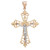 Front view of the two tone crucifix filigree cross pendant in yellow gold with jesus in the center in white gold without chain