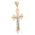 Left view of the two tone crucifix filigree cross pendant showing the pendant thickness from side in yellow and white gold without chain