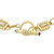 An image of a Rachel Koen brand unisex adult vintage necklace with diamonds, displayed in a close-up, horizontal view. The necklace features a yellow gold chain with intricate detailing and diamond-encrusted accents. In the center, there is a circular clasp with a diamond pattern, flanked by two bars with purple gemstone tips. The image is taken from a straight-on angle, showcasing the sparkle of the diamonds and the craftsmanship of the gold elements.