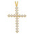 An image of a Rachel Koen brand necklace designed for women, featuring a medium yellow gold cross pendant with cubic zirconia . The pendant is centered and displayed at a front-facing angle against a white background, allowing a clear view of the gemstones and their settings. The necklace is shown in close-up, with the pendant occupying most of the image, providing a detailed view of its design.