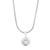 An image of a Rachel Koen brand women's pendant necklace with diamonds. The necklace features a delicate white gold chain with a front-facing circular pendant adorned with diamonds. The pendant is positioned in the center and hangs at a perpendicular angle to the chain, which is shown from a straight-on perspective. The distance between the viewer and the necklace provides a clear and undistorted view of the piece's details.
