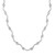 An image of a Rachel Koen brand link necklace designed for women, featuring a series of round-cut diamonds set in bezels evenly spaced along a delicate white gold chain. The necklace is displayed against a white background, with the chain creating a gentle wave-like pattern as it descends in the center, positioned head-on at a medium distance, allowing for a full view of the jewelry's design and the sparkling diamonds.