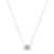 An image of a Rachel Koen brand unisex adult necklace with lab grown diamonds, showcasing a central emerald-cut lab grown diamond pendant in a four-prong setting. The pendant is positioned in the center at a straight-on angle, providing a clear view of the diamond's facets. The pendant hangs from a delicate white gold chain visible on both sides, with the image taken at a close distance against a white background, emphasizing the necklace's simplicity and elegance.