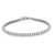 An image of a Rachel Koen unisex adult bracelet with lab grown diamonds, positioned centrally and photographed from a top-down angle. The bracelet forms a complete circle and is displayed against a white background, emphasizing its luster and sparkle. The lab grown diamonds are set in a uniform, continuous line around the band, and the clasp is visible at the top, indicating the bracelet's opening mechanism. The view is from a medium distance, allowing for a clear view of the entire bracelet and its intricate details.