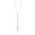 An image of a Rachel Koen women's necklace with diamonds, displayed against a white background. The necklace features a delicate white and yellow gold chain with a central pendant consisting of an elongated, diamond-encrusted loop from which multiple chains dangle, ending in slender, leaf-like elements. The view is front-facing and the necklace is centered, with the pendant positioned vertically. The image is a close-up, providing a clear view of the pendant's details and the diamond's sparkle.
