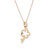 An image of a Rachel Koen women's necklace with diamonds, showcasing a delicate yellow gold chain with a mini pendant designed as a stylized Gemoro Flower. The pendant is centered and viewed from a front-facing angle against a white background, positioned at a medium distance to allow for clear visibility of the design and the single diamond set at the bottom right of the pendant.