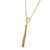 An image of a Louis Vuitton women's necklace with diamonds, shown from a straight-on angle at a close distance. The necklace features a rose gold chain with a pave set sound cut diamond-encrusted pendant near the center. Below the pendant, a tassel made of multiple thin gold chains hangs elegantly. The necklace is displayed against a plain white background.Excellent pre-owned condition. 