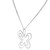 An image of a women's necklace from Saya featuring a diamond-studded butterfly pendant. The necklace is positioned centrally and captured from a straight-on angle at a close distance, showcasing the intricate design and sparkling details of the diamonds. The double chain complements the elegant pendant, enhancing its delicate appearance.Excellent pre-owned condition. 