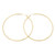 An image of a pair of large, round hoop yellow gold earrings without stones from Rachel Koen. The earrings are positioned side by side, slightly overlapping, and are displayed at a straight-on angle. The image is taken from a close distance, showcasing the smooth, polished gold finish of the hoops against a white background.
