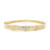 An image of a women's yellow gold bangle bracelet by Rachel Koen, showcasing a gold band adorned with a central circular diamond. The bracelet features two parallel rows of smaller diamonds, with decorative yellow gold accents. Photographed from a front-facing angle at a close distance, highlighting the intricate design and sparkle of the diamonds.Excellent pre-owned condition. 