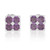 An image of a pair of Chopard 18k white gold stud earrings for women, featuring square-shaped settings adorned with purple amethyst gemstones. The earrings are positioned side by side, facing forward, and are photographed from a straight-on angle at a close distance, highlighting the geometric design and vivid color of the gemstones.