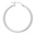An image of a Rachel Koen women's earring without stones, shown from a front-facing angle. The earring is a smooth, white gold hollow hoop with a simple latch closure at the top. The photo is taken at a close distance, highlighting the earring's sleek and polished surface.Excellent pre-owned condition. 