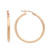 An image of a pair of women's textured medium round hoop 14k yellow gold earrings without stones by Rachel Koen. The left earring is shown from a side angle, displaying its circular shape and smooth surface. The right earring is positioned facing forward, highlighting its detailed texture and round design. The image is taken from a close-up perspective, emphasizing the simple yet elegant style of the earrings. Excellent pre-owned condition. 