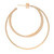 An image of a women's earring without stones by Rachel Koen. The earring is presented in a close-up view against a white background, showcasing its elegant, circular hoop design. It is positioned slightly tilted, with the post and clasp visible at the top right corner. The smooth, metallic finish reflects light subtly, emphasizing its sleek and simple design.Excellent pre-owned condition. 