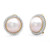 An image of a vintage pair of women's yellow gold earrings by Rachel Koen, featuring prominent round pearls encircled by a halo of sparkling diamonds. The earrings are positioned slightly angled towards each other, showcasing their intricate design. They are captured from a close-up distance, highlighting the lustrous finish and intricate detailing. Excellent pre-existing condition. 