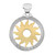 An image of a Bvlgari unisex adult pendant without stones. The design features a circular pendant with a polished outer stainless steel ring and a yellow gold sun motif at the center. The brand name "BVLGARI" is engraved at the bottom of the outer ring. The pendant is displayed from a front angle, closely centered, showcasing the intricate details of the pendant's design.
