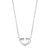 An image of a women's necklace without stones by Cartier, shown from a straight-on perspective. The necklace features a sleek, metallic chain with a central, heart-shaped pendant in white gold. The photo is taken at a close distance, clearly highlighting the smooth and polished design of the pendant against a white background.