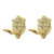 An image of the back view of a pair of earrings from a jewelry set with gemstones by Stephen Dweck, designed for women. The earrings are positioned side by side, angled slightly backward, showcasing the intricate engraved design and brand engraving on the gold-toned surface. The image is taken from a close-up perspective, highlighting the detailed craftsmanship. Its excellent pre-owned condition. 