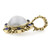 An image of a women's jewelry set with gemstones by Stephen Dweck. The piece is positioned horizontally, captured from a side angle at a close distance. It features a large, domed central pearl set in a yellow gold bezel, surrounded by smaller blue amethyst and intricate yellow gold detailing with bead-like accents.Its excellent pre-owned condition. 