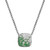An image of a women's necklace from Rachel Koen featuring a square pendant adorned with alternating green tsavorite  gemstones and diamonds. The pendant is centrally positioned on the necklace chain, which is shown at a slight downward angle, capturing the intricate details of the gemstones and diamonds in white gold. The image is taken from a close-up perspective to highlight the pendant's texture and color contrast. Great preowned condition.