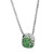 An image of a women's necklace by Rachel Koen, featuring a close-up view of the pendant. The pendant is square-shaped, set with an array of green Tsavorite gemstones and sparkling diamonds, creating a gradient effect. It hangs centrally from a white gold chain, which is visible from a slightly front-facing angle. The focus is on the intricate detailing of the pendant, captured at a close distance. Great preowned condition.