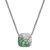An image of a women's necklace from Rachel Koen featuring a square pendant adorned with alternating green tsavorite  gemstones and diamonds. The pendant is centrally positioned on the necklace chain, which is shown at a slight downward angle, capturing the intricate details of the gemstones and diamonds in white gold. The image is taken from a close-up perspective to highlight the pendant's texture and color contrast. Great preowned condition.