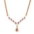 An image of a women's necklace from the brand Rachel Koen, featuring an elegant design with amethyst gemstones. The necklace is positioned centrally in the image, captured from a straight-on angle at a close distance. It showcases a series of marquise-shaped purple amethyst gemstones set in a gold color stainless steel chain, with a teardrop-shaped amethyst gemstone pendant hanging at the center. The chain has a warm, gold hue that complements the gemstones. Great preowned condition.