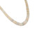 An image of a necklace with opal gemstones from the brand Rachel Koen, designed for unisex adults. The necklace features a series of round, beads gemstones in soft, creamy hues. The close-up view captures a curved section of the necklace, showcasing the gemstones' smooth surfaces and subtle iridescence. The angle highlights the uniform arrangement of the stones, emphasizing their texture and color. The background is plain, drawing focus to the necklace itself. Excellent preowned condition.