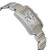 An image of a pre-owned wristwatch shown from a side profile view, opposite the crown. The watch has a rectangular case with a silver and gold link bracelet. The face features Roman numerals and subdials, with blue hands. The angle captures the watch at a slight tilt, highlighting its design details.