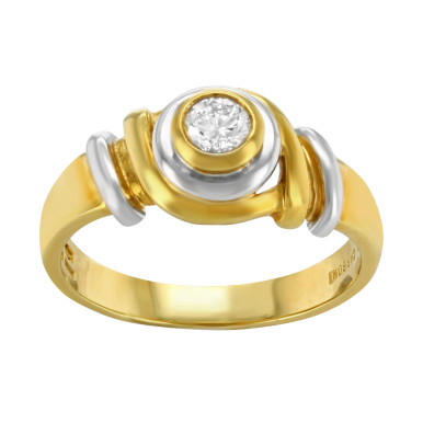 Rachel Koen 0.30Cttw Baguette & Round Cut Diamond Ring 18K  Rachel Koen Diamond Ladies Ring 18K Yellow White Gold 0.20 Cttw Size 8 display picture 1