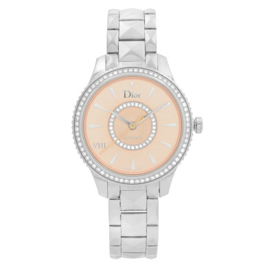 Christian Dior VIII Montaigne Steel Diamond Pink Dial Ladies Watch