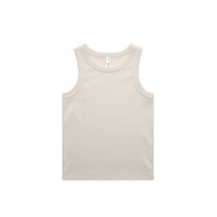 A ribbed singlet tank in a light beige colour, featuring a simple design and no visible branding.