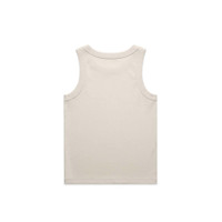 A plain beige rib tank top displayed from the back, featuring a simple design and no embellishments.