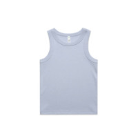 A light blue rib tank top with a classic sleeveless design. Features a branded label inside.