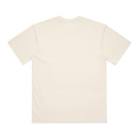 A plain cream T-shirt featuring short sleeves and a crew neck, with no visible design on the back.