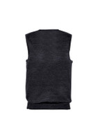 A black men's vest with a sleeveless design, featuring a ribbed hem and a plain back. It has a logo.