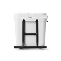 YETI Tundra Haul wheeled cooler in white, side view.