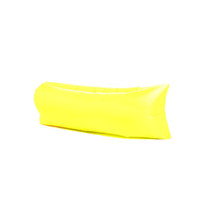 A bright yellow inflatable lazy bed, featuring a simple, sleek design with a smooth surface.