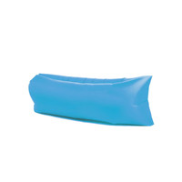 An inflatable lazy bed in a bright blue colour, featuring a simple and sleek design.