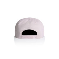 A lightweight pink cap featuring an adjustable strap and a logo on the back.
